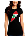 Lebanon Flag Silhouette Juniors Petite Crew Dark T-Shirt-T-Shirts Juniors Tops-TooLoud-Black-Juniors Fitted Small-Davson Sales