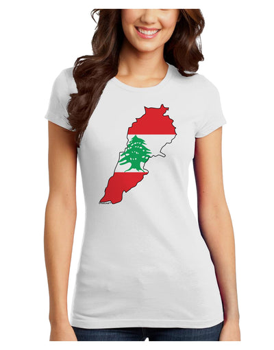 Lebanon Flag Silhouette Juniors Petite T-Shirt-T-Shirts Juniors Tops-TooLoud-White-Juniors Fitted X-Small-Davson Sales