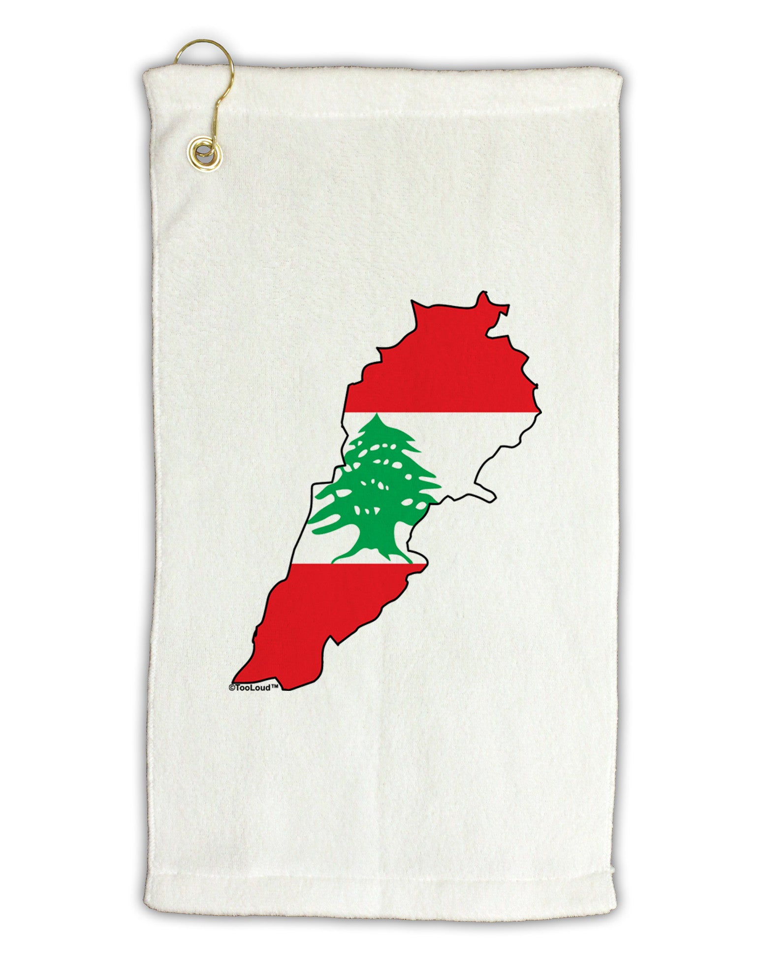 Lebanon Flag Silhouette Micro Terry Gromet Golf Towel 11"x19-Golf Towel-TooLoud-White-Davson Sales