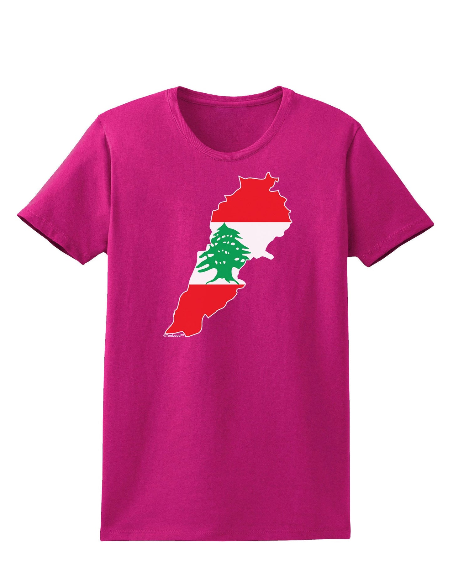 Lebanon Flag Silhouette Womens Dark T-Shirt-TooLoud-Hot-Pink-Small-Davson Sales