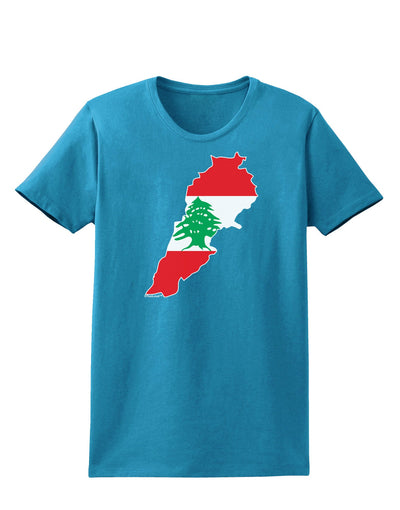 Lebanon Flag Silhouette Womens Dark T-Shirt-TooLoud-Turquoise-X-Small-Davson Sales