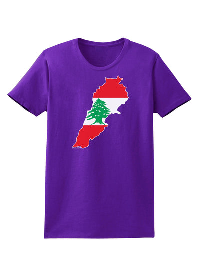 Lebanon Flag Silhouette Womens Dark T-Shirt-TooLoud-Purple-X-Small-Davson Sales