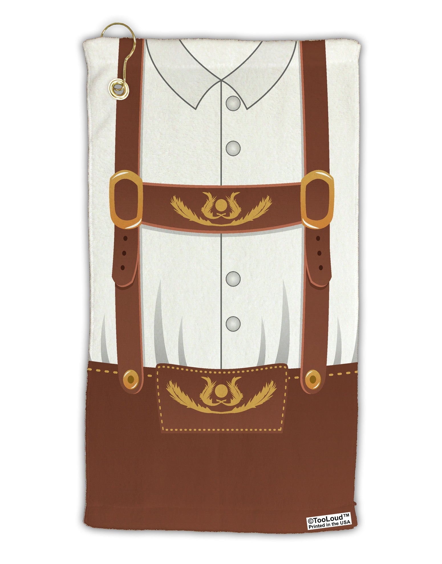 Lederhosen Costume Brown Micro Terry Gromet Golf Towel 15 x 22 Inch All Over Print by TooLoud-Golf Towel-TooLoud-White-Davson Sales