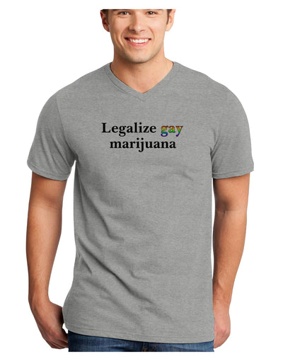 Legalize Gay Marijuana Adult V-Neck T-shirt-Mens V-Neck T-Shirt-TooLoud-HeatherGray-Small-Davson Sales