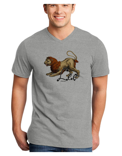 Leo Color Illustration Adult V-Neck T-shirt-Mens V-Neck T-Shirt-TooLoud-HeatherGray-Small-Davson Sales