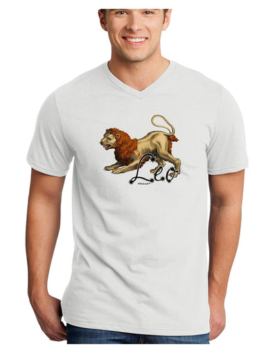 Leo Color Illustration Adult V-Neck T-shirt-Mens V-Neck T-Shirt-TooLoud-White-Small-Davson Sales