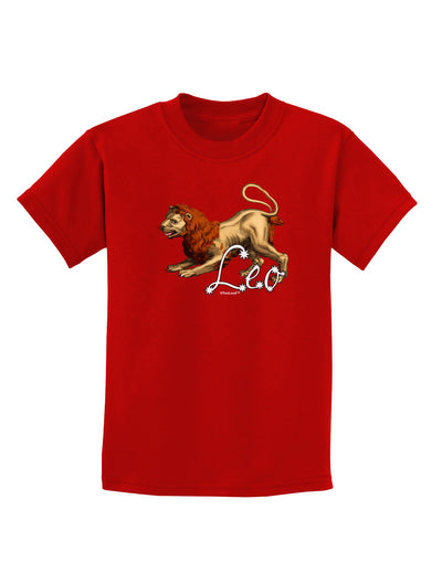 Leo Color Illustration Childrens Dark T-Shirt-Childrens T-Shirt-TooLoud-Red-X-Small-Davson Sales