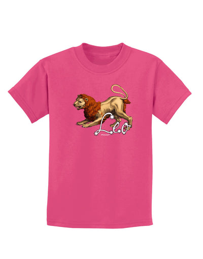 Leo Color Illustration Childrens Dark T-Shirt-Childrens T-Shirt-TooLoud-Sangria-X-Small-Davson Sales
