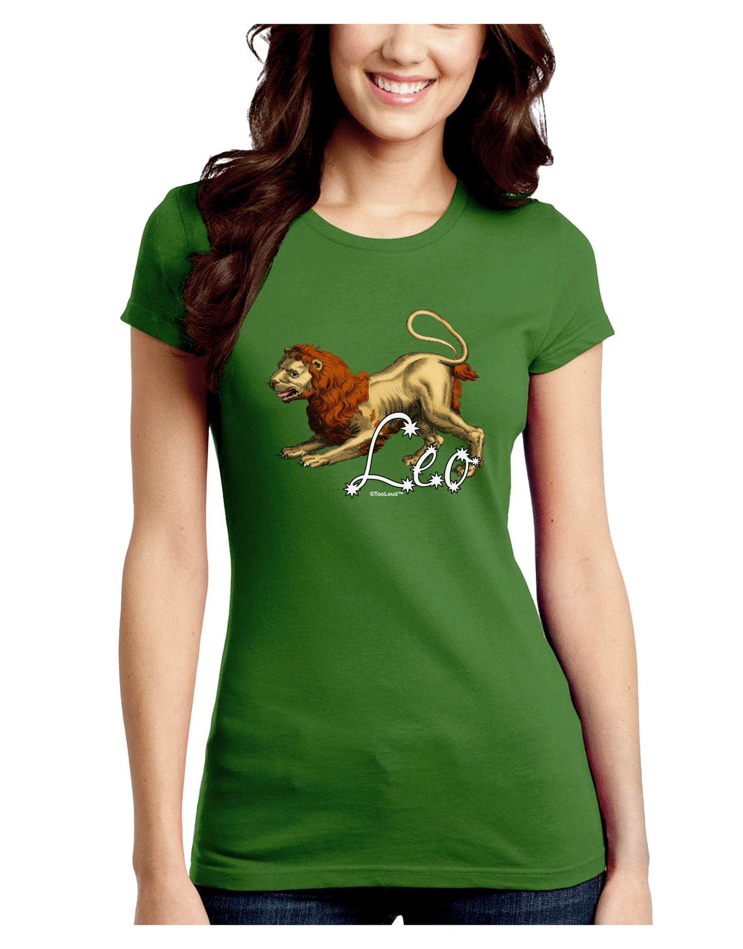 Leo Color Illustration Juniors Crew Dark T-Shirt-T-Shirts Juniors Tops-TooLoud-Kiwi-Green-Juniors Fitted Small-Davson Sales