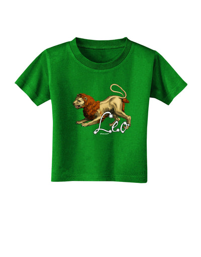 Leo Color Illustration Toddler T-Shirt Dark-Toddler T-Shirt-TooLoud-Clover-Green-2T-Davson Sales