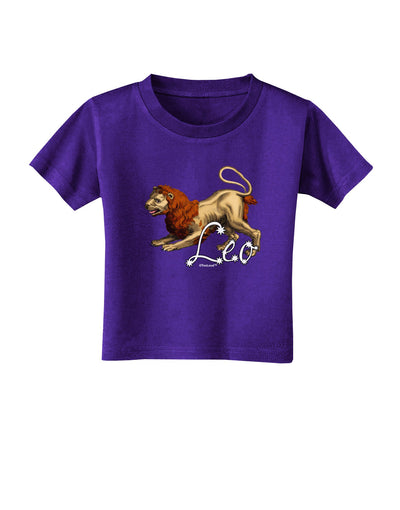 Leo Color Illustration Toddler T-Shirt Dark-Toddler T-Shirt-TooLoud-Purple-2T-Davson Sales