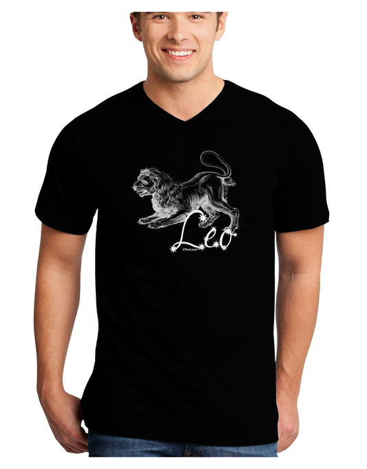 Leo Illustration Adult Dark V-Neck T-Shirt-TooLoud-Black-Small-Davson Sales