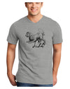 Leo Illustration Adult V-Neck T-shirt-Mens V-Neck T-Shirt-TooLoud-HeatherGray-Small-Davson Sales