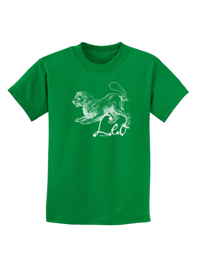 Leo Illustration Childrens Dark T-Shirt-Childrens T-Shirt-TooLoud-Kelly-Green-X-Small-Davson Sales