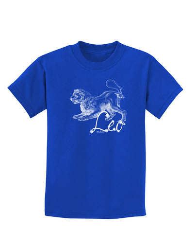 Leo Illustration Childrens Dark T-Shirt-Childrens T-Shirt-TooLoud-Royal-Blue-X-Small-Davson Sales