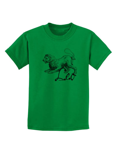 Leo Illustration Childrens T-Shirt-Childrens T-Shirt-TooLoud-Kelly-Green-X-Small-Davson Sales