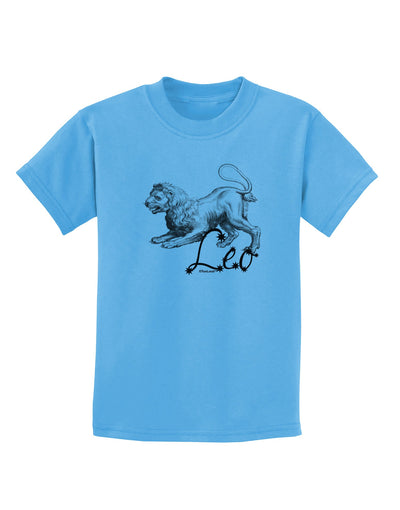 Leo Illustration Childrens T-Shirt-Childrens T-Shirt-TooLoud-Aquatic-Blue-X-Small-Davson Sales