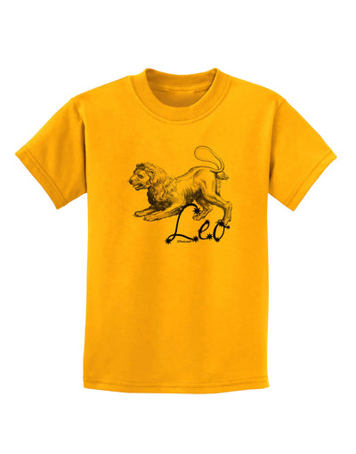 Leo Illustration Childrens T-Shirt-Childrens T-Shirt-TooLoud-Gold-X-Small-Davson Sales