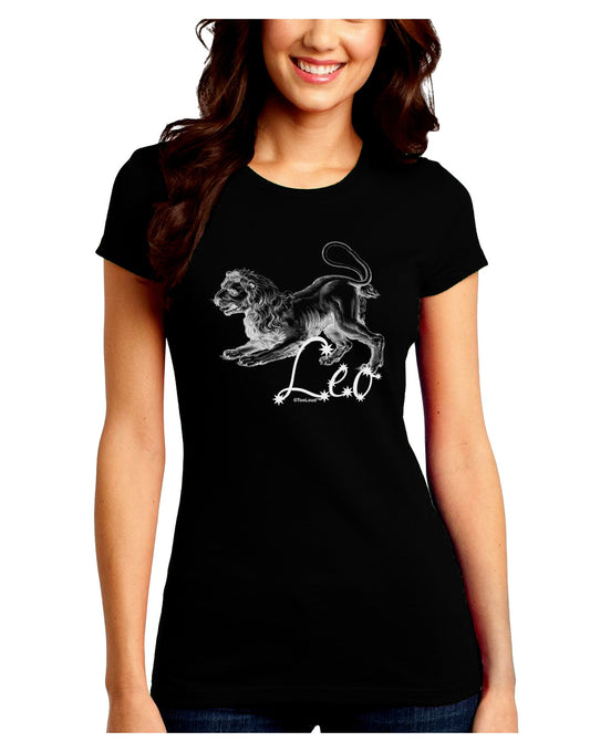 Leo Illustration Juniors Crew Dark T-Shirt-T-Shirts Juniors Tops-TooLoud-Black-Juniors Fitted Small-Davson Sales