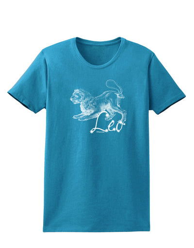 Leo Illustration Womens Dark T-Shirt-TooLoud-Turquoise-X-Small-Davson Sales