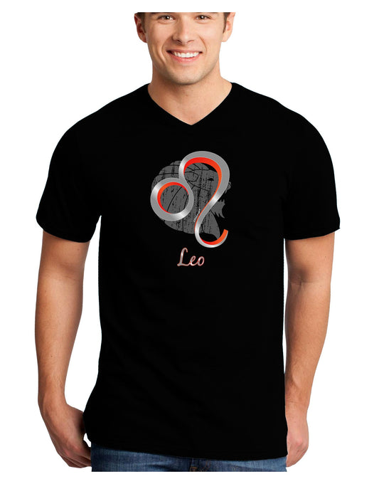 Leo Symbol Adult Dark V-Neck T-Shirt-TooLoud-Black-Small-Davson Sales