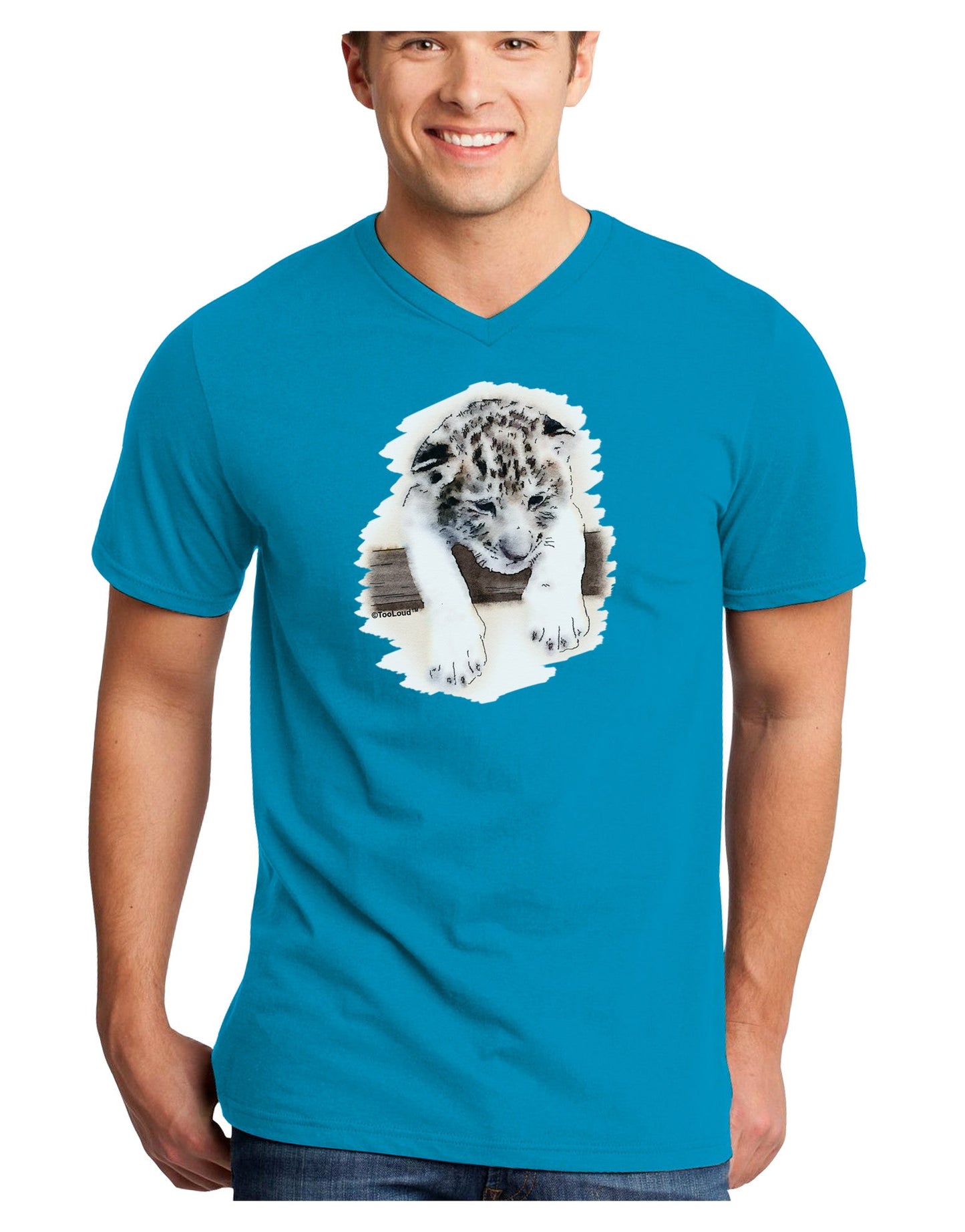 Leopard Cub Adult Dark V-Neck T-Shirt-TooLoud-Turquoise-Small-Davson Sales