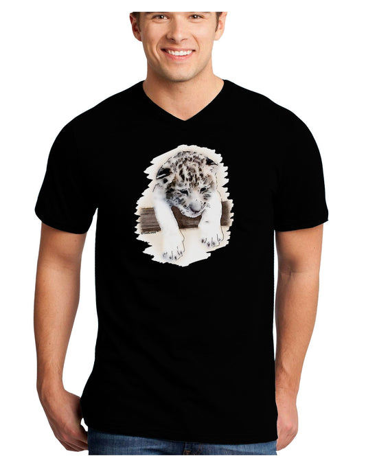 Leopard Cub Adult Dark V-Neck T-Shirt-TooLoud-Black-Small-Davson Sales