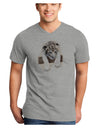 Leopard Cub Adult V-Neck T-shirt-Mens V-Neck T-Shirt-TooLoud-HeatherGray-Small-Davson Sales