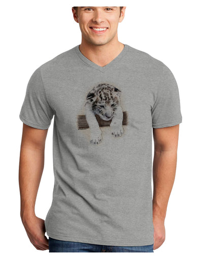 Leopard Cub Adult V-Neck T-shirt-Mens V-Neck T-Shirt-TooLoud-HeatherGray-Small-Davson Sales