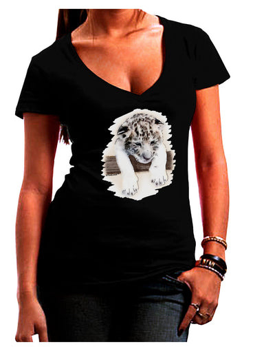 Leopard Cub Juniors V-Neck Dark T-Shirt-Womens V-Neck T-Shirts-TooLoud-Black-Juniors Fitted Small-Davson Sales