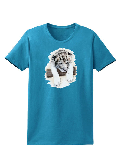 Leopard Cub Womens Dark T-Shirt-TooLoud-Turquoise-X-Small-Davson Sales