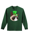 Leprechaun Disgruntled Cat Adult Long Sleeve Dark T-Shirt-TooLoud-Dark-Green-Small-Davson Sales