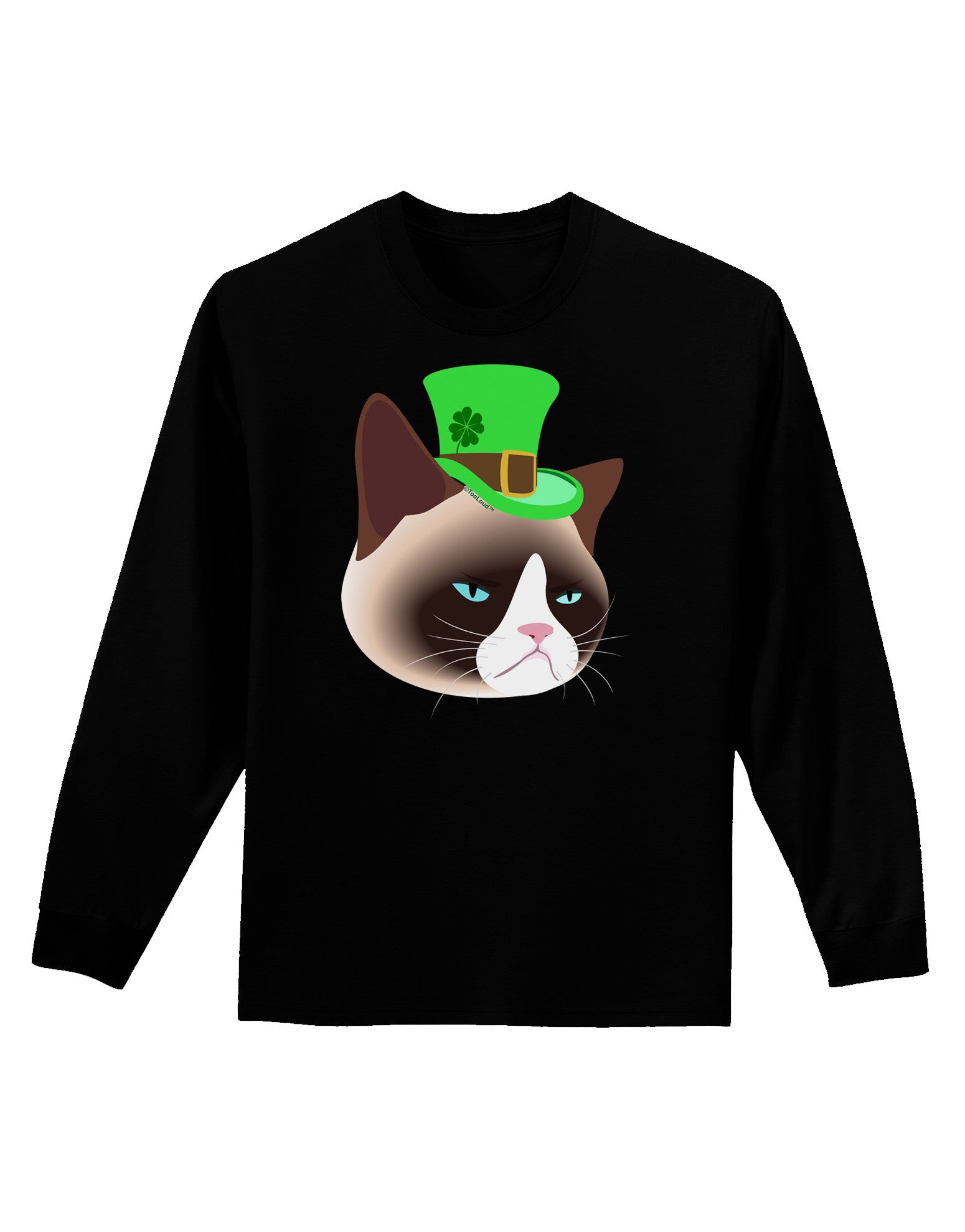Leprechaun Disgruntled Cat Adult Long Sleeve Dark T-Shirt-TooLoud-Black-Small-Davson Sales
