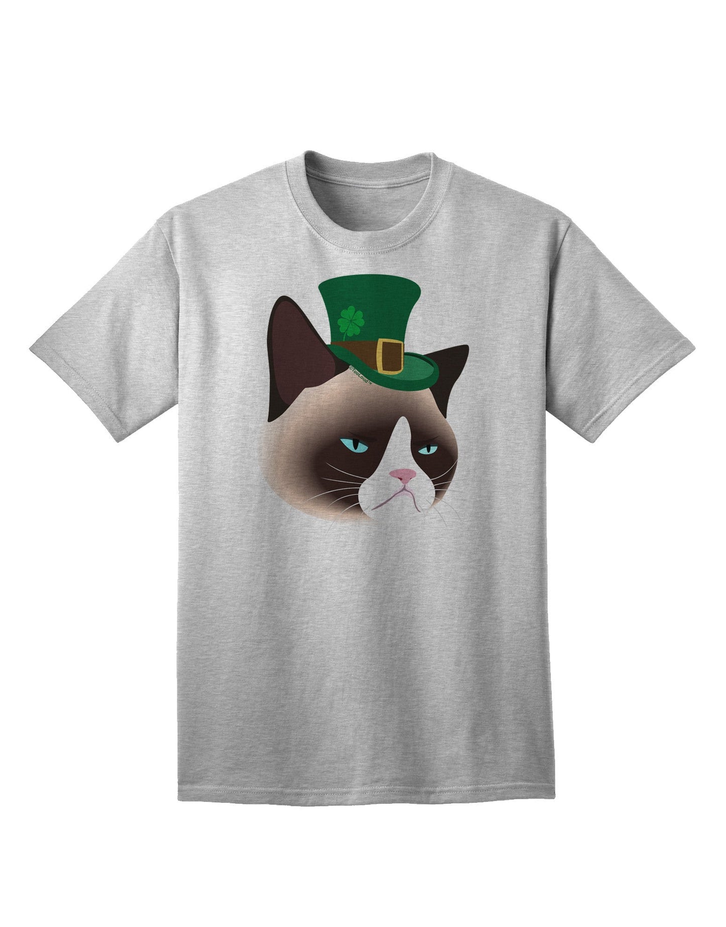 Leprechaun Disgruntled Cat Adult T-Shirt-Mens T-Shirt-TooLoud-AshGray-Small-Davson Sales