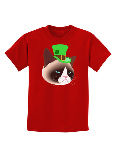 Leprechaun Disgruntled Cat Childrens Dark T-Shirt-Childrens T-Shirt-TooLoud-Red-X-Small-Davson Sales