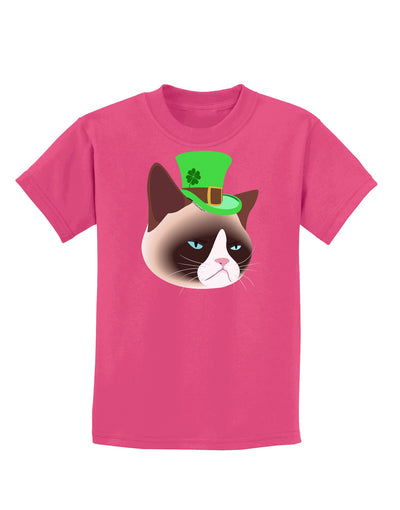 Leprechaun Disgruntled Cat Childrens Dark T-Shirt-Childrens T-Shirt-TooLoud-Sangria-X-Small-Davson Sales