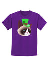 Leprechaun Disgruntled Cat Childrens Dark T-Shirt-Childrens T-Shirt-TooLoud-Purple-X-Small-Davson Sales