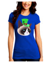 Leprechaun Disgruntled Cat Juniors Petite Crew Dark T-Shirt-T-Shirts Juniors Tops-TooLoud-Royal-Blue-Juniors Fitted Small-Davson Sales