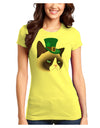 Leprechaun Disgruntled Cat Juniors Petite T-Shirt-T-Shirts Juniors Tops-TooLoud-Yellow-Juniors Fitted X-Small-Davson Sales