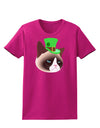 Leprechaun Disgruntled Cat Womens Dark T-Shirt-TooLoud-Hot-Pink-Small-Davson Sales