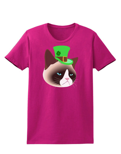 Leprechaun Disgruntled Cat Womens Dark T-Shirt-TooLoud-Hot-Pink-Small-Davson Sales