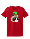 Leprechaun Disgruntled Cat Womens Dark T-Shirt-TooLoud-Red-X-Small-Davson Sales