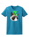 Leprechaun Disgruntled Cat Womens Dark T-Shirt-TooLoud-Turquoise-X-Small-Davson Sales