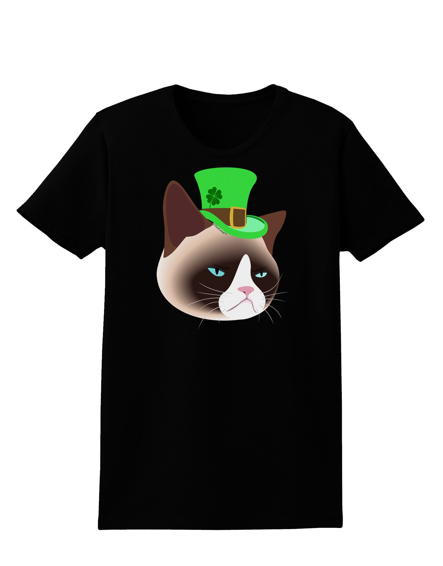 Leprechaun Disgruntled Cat Womens Dark T-Shirt-TooLoud-Black-X-Small-Davson Sales