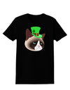 Leprechaun Disgruntled Cat Womens Dark T-Shirt-TooLoud-Black-X-Small-Davson Sales