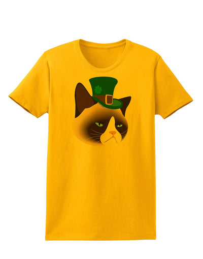 Leprechaun Disgruntled Cat Womens T-Shirt-Womens T-Shirt-TooLoud-Gold-X-Small-Davson Sales