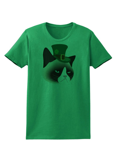 Leprechaun Disgruntled Cat Womens T-Shirt-Womens T-Shirt-TooLoud-Kelly-Green-X-Small-Davson Sales