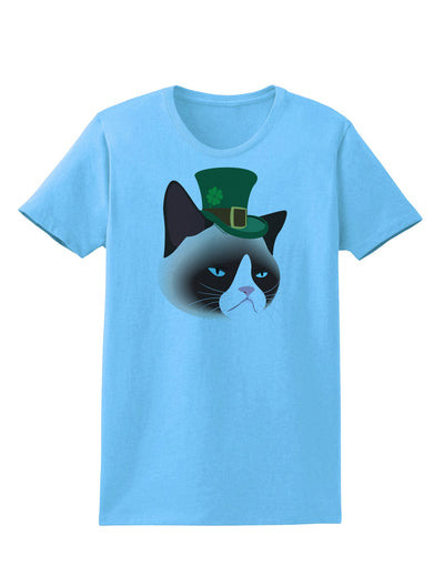 Leprechaun Disgruntled Cat Womens T-Shirt-Womens T-Shirt-TooLoud-Aquatic-Blue-X-Small-Davson Sales