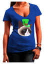 Leprechaun Disgruntled Cat Womens V-Neck Dark T-Shirt-Womens V-Neck T-Shirts-TooLoud-Royal-Blue-Juniors Fitted Small-Davson Sales