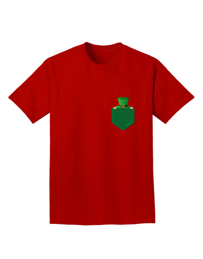 Leprechaun Peeking Out of Faux Pocket Adult Dark T-Shirt by TooLoud-Mens T-Shirt-TooLoud-Red-Small-Davson Sales